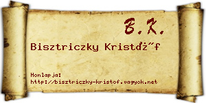 Bisztriczky Kristóf névjegykártya
